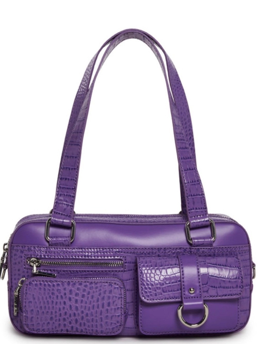 NWT Dolls Kill Purple Croc Embossed Y2K Multi-Pocket Shoulder Bag Phone Buzz